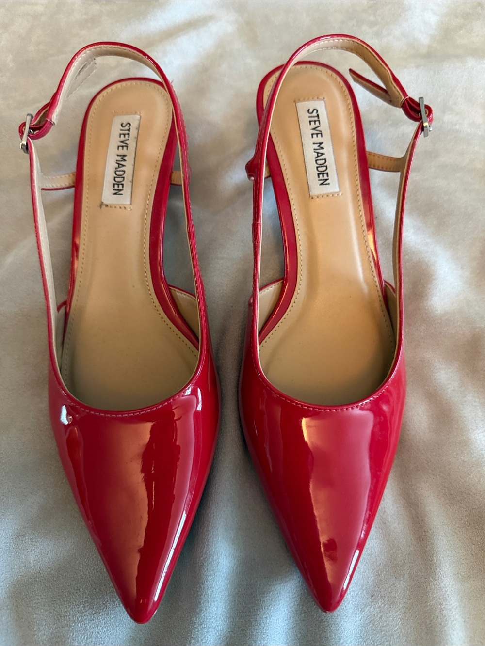 Steve Madden Red Patent Pointed Slingback Flats